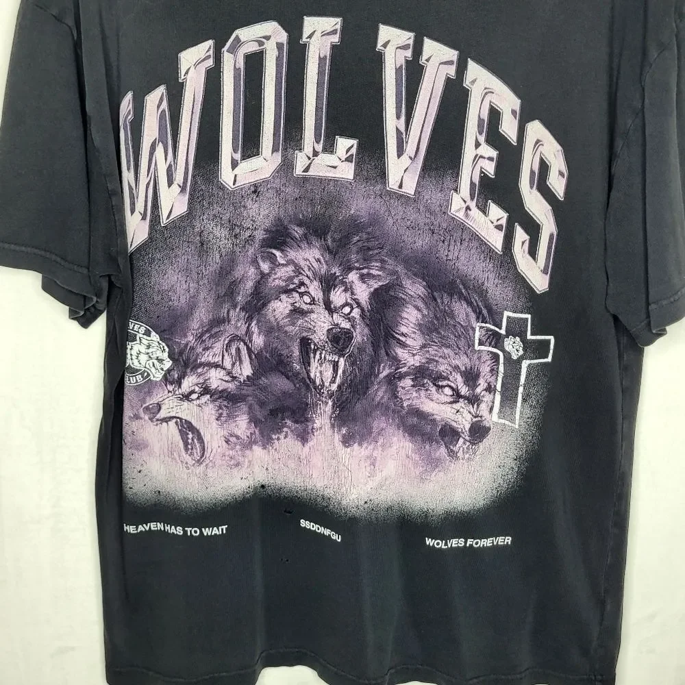 Darc Sport Wolves Club Oversized Distressed T Shirt Size Medium‎